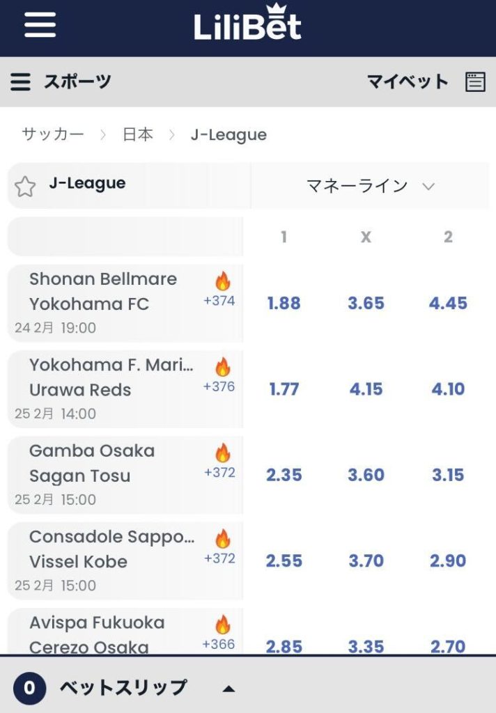 リリベットを例にしたスポーツべット手順