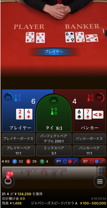 リリベットで遊べるジャパニーズライブカジノの例