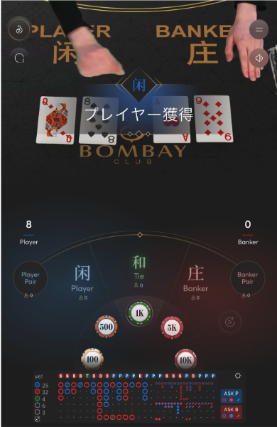 リリベットで遊べるジャパニーズライブカジノの例