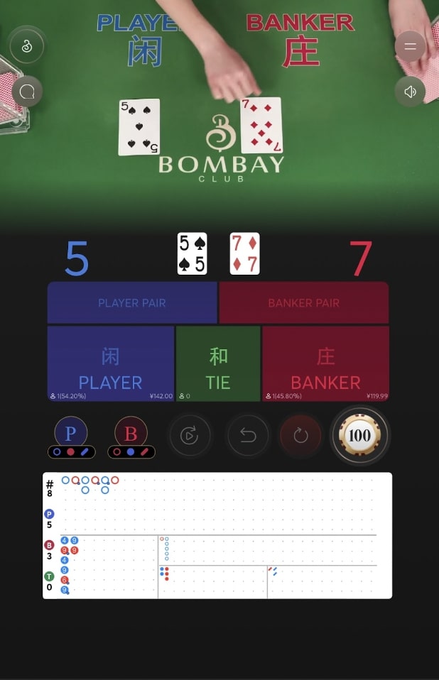 リリベットのライブバカラの例