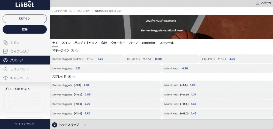 リリベットを例にしたバスケットボールベッティングの例