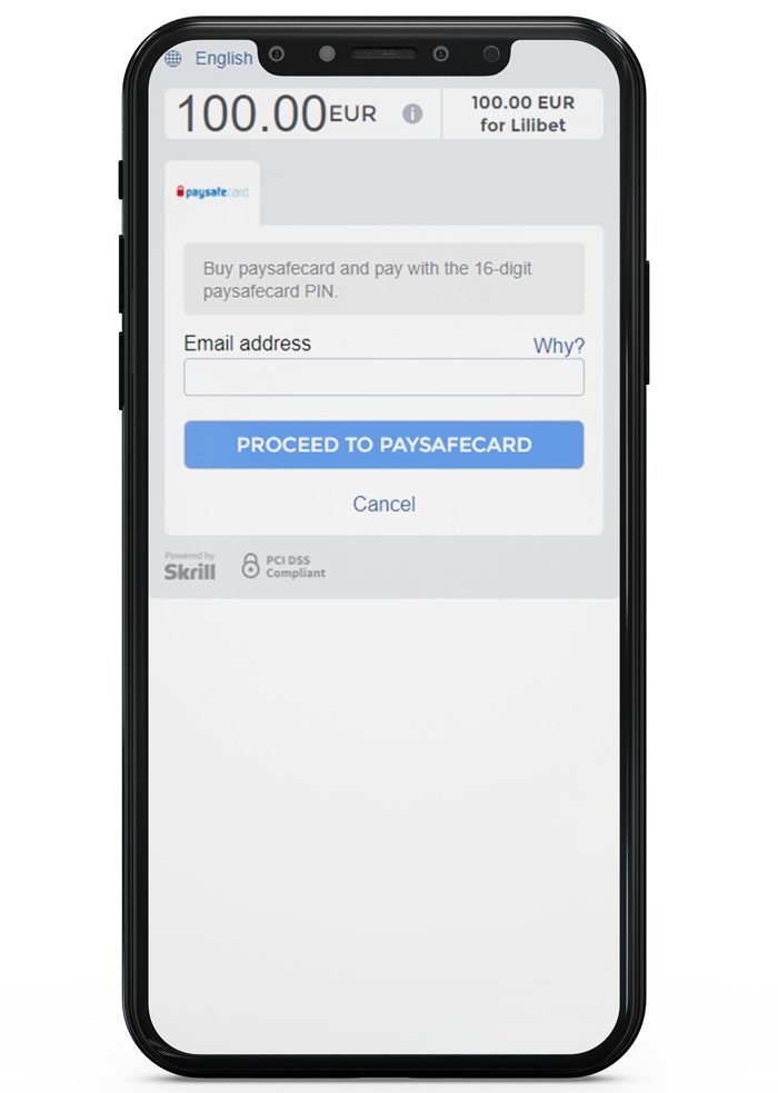 depositing with Paysafecard at Lilibet Step 5
