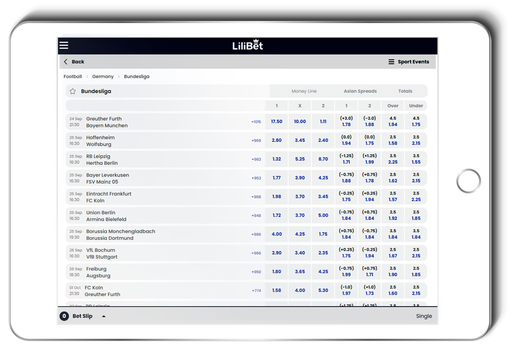 lilibet sportsbook bundesliga-odds
